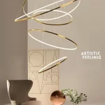 Golden LED 5-Ring Modern Ceiling Hanging Chandelier – Sleek, Energy-Efficient Lighting, Image source: pascal.pk